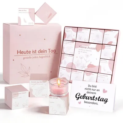 Immagine prodotto di Set regalo di candele profumate, 12 pezzi, con messaggio nascosto, cera di soia, 12 profumi, 3 colori