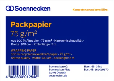 Immagine prodotto di Soennecken Packpapier 3561 100cmx5m Altpapier natronbraun