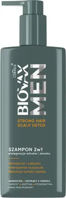 Obrázok produktu pre Biovax Men Strong Hair Detox šampón na vlasy a bradu 2 v 1, 200 ml