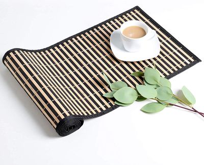 LOVECASA Bambus Tischläufer, 135 cm Lang 30 cm Breite Tischdecke, Tischband