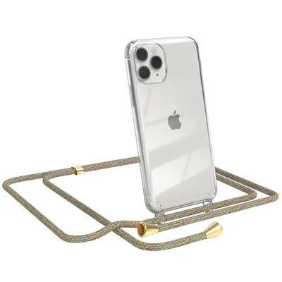Produktbild von EAZY CASE Handykette kompatibel mit Apple iPhone 11 Pro, Handyhülle mit Umhängeband, Handykordel, Schutzhülle Clear, Band in Bunt