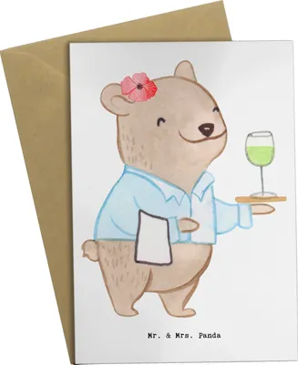 Produktbild von Mr. & Mrs. Panda Klappkarte Restaurantfachfrau Herz - Weiß - Geschenk, einladungskarten, hochzeitskarten, Grußkarten, weihnachtskarten, Grußkarte, Glückwunschkarte