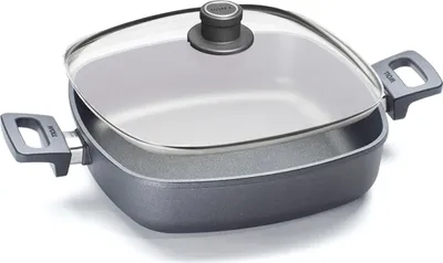 Produktbild von Woll 628-2NL Titanium Nowo Servierbräter viereckig mit Glasdeckel 28x28cm - nicht für Induktion