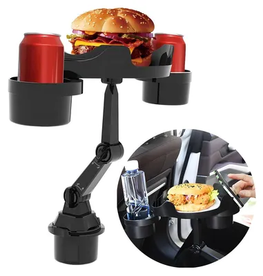 Produktbild von Omgoods - Getränkehalter für das Auto, 360° verstellbar - Auto-Getränkehalter - Mit Lademöglichkeit - Universell - Schwarz - Aus robustem ABS-Kunststoff - Für das Auto