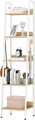 Immagine prodotto di Scaffale portaoggetti a 5 ripiani e 4 ganci | Bianco | 40x36x170 cm