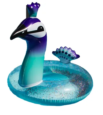 Produktbild von Großer aufblasbarer Schwimmreifen / Schwimmring "Glitzer-Pfau" Pool toy 80 cm