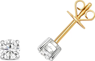 Productafbeelding van Oorbellen voor dames, goud 375/1000, met een briljant van 0,50 karaat, kleur H, zuiverheid I1, afmetingen 4mm x 4mm; TRS27589KY