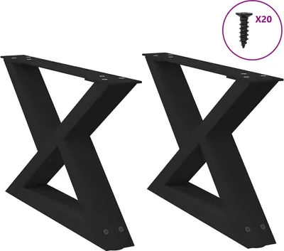 Image de Pieds de table basse 2 pièces Noir 50 x (30-31,3) cm Acier