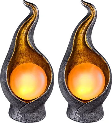 Produktbild von 2er Set LED Gartenleuchte, Silber, Gold, Kugel, H 26,5 cm