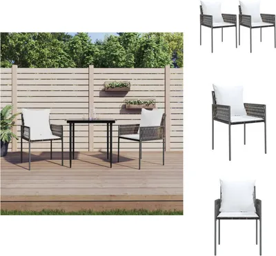 Immagine prodotto di vidaXL Sedie da giardino con cuscino 2 pz. Marrone 54x61x83 cm Poly rattan - Sedie da giardino