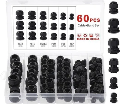 Produktbild von Wasserdichte Kabelschraubverbinder 60 Stück schwarz Nylon