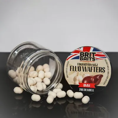 Produktbild von BritBaits Fluo Wafters Dumbell Knoblauch-Leber 8mm