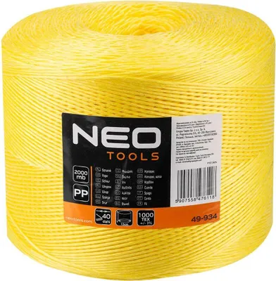 Produktbild von NEO TOOLS Polypropylen Seil 2000 m Polypropylenseil Outdoor Tauwerk PP Flechtleine Textilseil Leine Schnur Festmacher Rope Kunststoffseil Polyseil geflochten - 2000 m