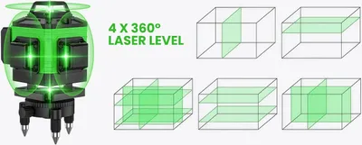 Obrázek produktu pro Linový laser – 4D 16 linií – zelená laserová linie – samonivelační – 360° horizontálně a vertikálně – se stativem – plastový kufřík – oranžový