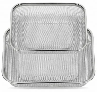 Zdjęcie produktu dla Ociekacz sitko kuchenne prostokątne stal nierdzewna zestaw 2 szt.
