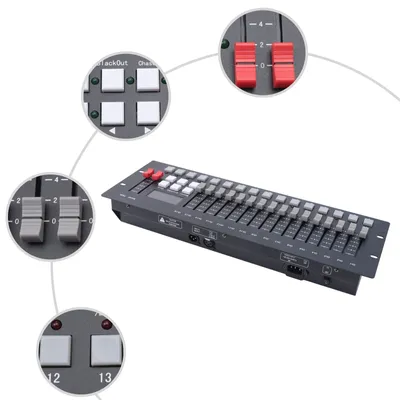 Zdjęcie produktu dla 256-kanałowy sterownik DMX z konsolą DMX Premium DMX512 do bezpośredniego programowania oświetlenia scenicznego bez ustawiania scen, prosta konsola oświetleniowa do oświetlenia scenicznego i DJ-skiego (256 kanałów)