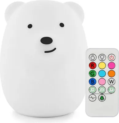 Image de Veilleuse enfant ours avec télécommande – Veilleuse LED à changement de couleur pour chambre d'enfant, lampe pour chambre d'enfant pour garçons et filles