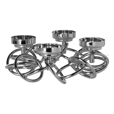 Image de Fink SONETTE, applique murale, 4 lumières, forme circulaire, acier inoxydable, aluminium, plaqué chrome, surface lisse, couleur argent, L. 33 cm, l. 33 cm, H. 11 cm, D. 33 cm, référence : 143104