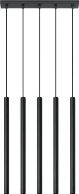 Immagine prodotto di Nero luce a sospensione metallo stretto 5 luci G9 moderno PETERA tavolo da pranzo cucina luce a sospensione