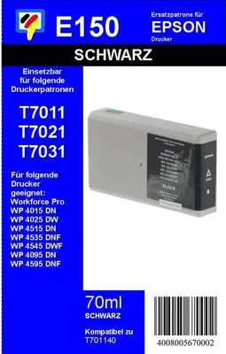 Produktbild von Dr. Inkjet Ersatzpatrone - schwarz - mit 70ml Inhalt ersetzt T701140