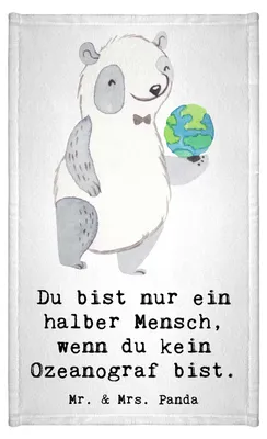 Produktbild von Mr. & Mrs. Panda Handtuch Ozeanograf Herz - Weiß - Geschenk, Design, gästehandtuch klein, Witzig, Spruch, Studium, Naturwissenschaftler, gäste wc, Gästetuch, Lustig