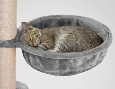 Produktbild von Liegemulde Katzenkorb Katzenhängematte für Kratzbaum aus Weichem Plüsch grau Ø32 cm – XL Katzenmulde Ersatzteil – Stabile Liegemulde mit Metallrahmen