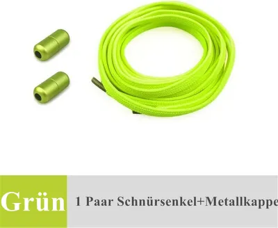 Produktbild von Elastische Schnürsenkel mit Schnellverschluss Schnellschnürsystem Schuhbänder ohne Binden Flach Rund Bunt, Grün