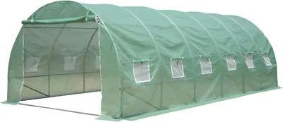 Produktbild von Kunststoff-Kasthaus - Folientunnel - Pflanzenanbau - Stabiler Stahlrahmen - 600 x 300 x 200 cm - Grün
