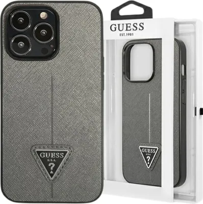 Obrázok produktu pre Guess Guhcp13Xpsatlg Iphone 13 Pro Max 6,7" Strieborné/Strieborné Pevné Puzdro Saffianotriangle Logo