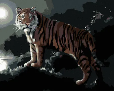 Produktbild von Zuty - Malen nach Zahlen - TIGER UND VOLLMOND (D. RUSTY RUST), 40x50 cm, ohne Keilrahmen