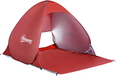 Produktbild von Pop-up-Zelt / Strandzelt / Campingzelt – Polyester, Maße: 200 × 150 × 119 cm, Farbe: Rot.