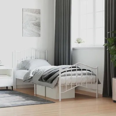 Produktbild von Cloris Designermöbel Bettgestell mit Kopf- und Fußteil Metall Weiß 80x200 cm 2024 Neu