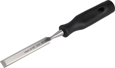 Produktbild von STUBAI Stechbeitel mit schwarzem Plastikgriff & extra langer Klinge, Ø 14 mm, Stemmeisen zur präzisen Bearbeitung von Holz hochwertiges Werkzeug für Schreiner Tischler Heimwerker
