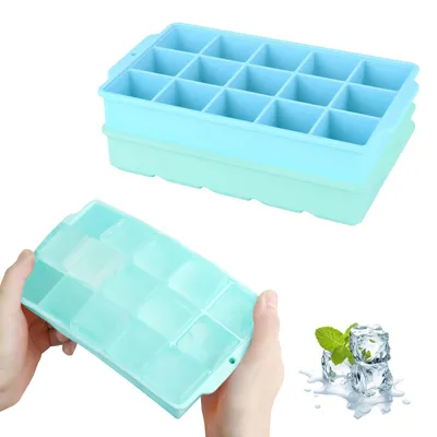 Produktbild von Eiswürfelform, 2 Stück, Silikonform mit 30 Fächern für große Eiswürfel