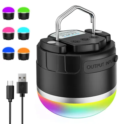 Produktbild von Wiederaufladbare RGB LED Campinglampe, Camping licht Mini Tragbare Handlampe mit 4000mAh Akku, wasserdichte camping lampen, Magnet,für Camp, Wandern