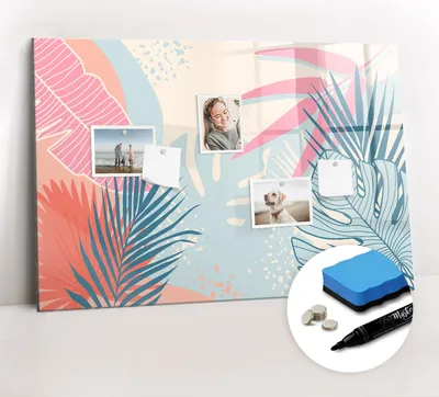 Produktbild von Magnetpinnwand Memoboard - Zubehörsatz - Schwarzer Marker + Schwamm + Magnete - 90 x 60 cm - Pastellblätter