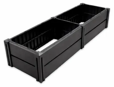 Produktbild von KHW Hochbeet Demeter L Schmal | 158x44x31 cm Hochbeet für Garten Balkon & Terrasse | 196L Pflanzvolumen | aus 100% recyceltem Kunststoff | wetterfest | werkzeuglose Montage