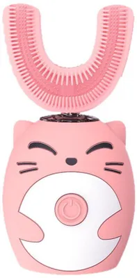 Image de Brosse à dents électrique rechargeable en forme de U - Rose - 2 à 7 ans