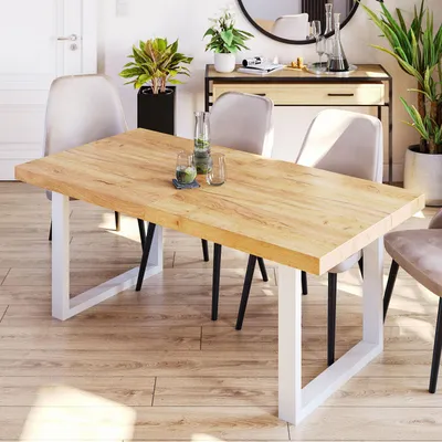 Produktbild von Furneo | Esstisch – Ausziehbarer Esstisch - Klapptisch - 120/220 cm - Eiche Craft Gold - Stilvoll & praktisch - für Küche und Esszimmer - Loft