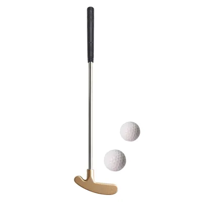Produktbild von 1 Set Mini-Golf-Putterschläger mit 2 Golfbällen, TPR-Griff, für Rechts- und Linkshänder, Edelstahl-Golfschläger, Kinder und Erwachsene, Tischspiel, Golf-Putter-Training