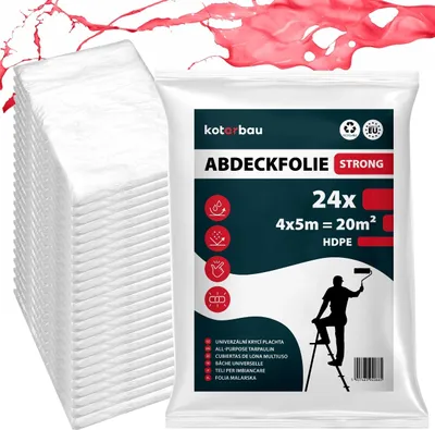 Produktbild von KOTARBAU® 24er Set Malerfolie Abdeckfolie 4 x 5 m Malervlies Abdeckplane Bauschutzfolie Robust Transparent