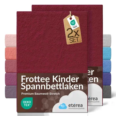 Produktbild von etérea Frottee Spannbettlaken 80% Baumwolle  20% Polyester 2x 60x120 - 70x140 cm