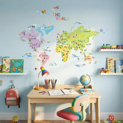 Immagine prodotto di Adesivi decorativi da parete con mappa del mondo per bambini