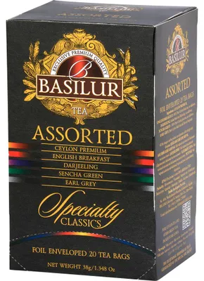 Obrázok produktu pre Sada čajov Basilur Specialty Classics – 5 druhov čajov, 25 vrecúšok, čierny čaj, zelený čaj