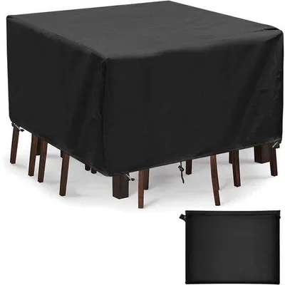 Produktbild von Ibenzoa® Wasserdichte Schutz-Hülle für Gartentische (420D Oxford), winterbeständig, schwarz, 200 x 200 x 90 cm, passend für große rechteckige und quadratische Tische