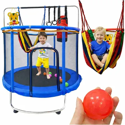 Produktbild von Gartentrampolin für Kinder, Netz, Basketball, 155 cm, blau