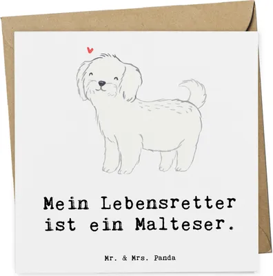 Produktbild von Mr. & Mrs. Panda Klappkarte Malteser Lebensretter - Weiß - Geschenk, faltkarte, Glückwunschkarte, Grußkarte, doppelkarte, anlasskarte