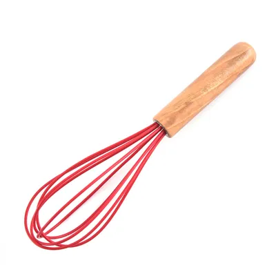 Produktbild von Silikon-Schneebesen zum Kochen, Edelstahldraht-Schneebesen, hitzebeständige Küchenbesen, Ballonbesen für antihaftbeschichtetes Kochgeschirr,Rot