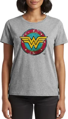 Produktbild von Spreadshirt DC Comics Wonder Woman Logo Used Look Frauen Premium T-Shirt, 5XL, Grau meliert