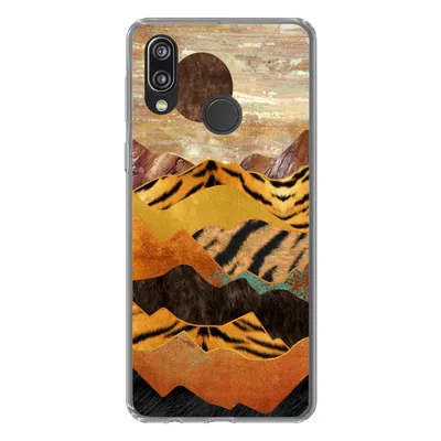 Produktbild von MuchoWow® Handyhülle Schutzhülle Hülle für Huawei P20 Lite (2020) Tigerdruck - Marmor - Gold Silikon Softcase Handy Hülle - Kartenhalter